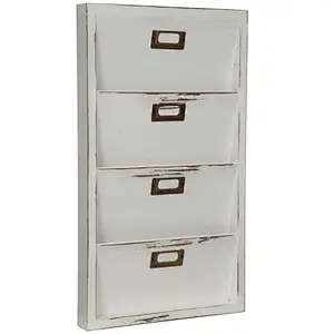 Wall Decor.Knick Knack Shelf Rustic Home Decor.Dorm Room Decor-Gallery Solutions Distressed White Wall Mail Organizer Letter Bin