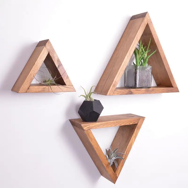 Set of 3 Triangle shelves,  Shelves Geometric Shelves kitchen decor bathroom decor nur with Wall-mounted Rack
