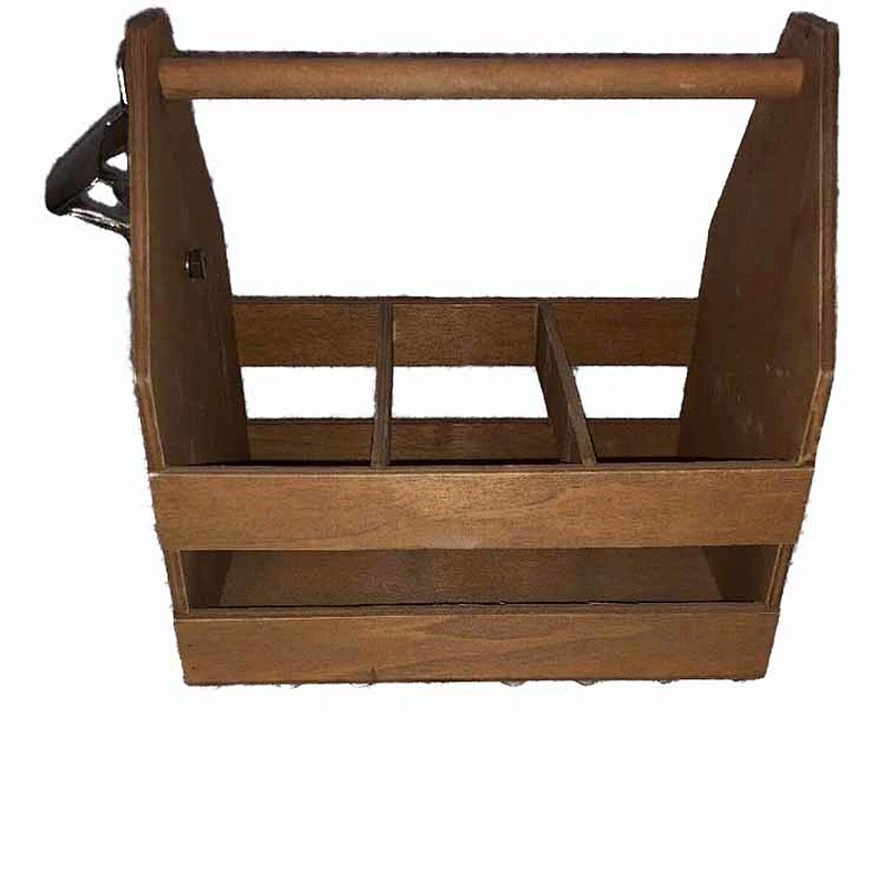 Wooden Six Pack Bottle Carrier with Dividers