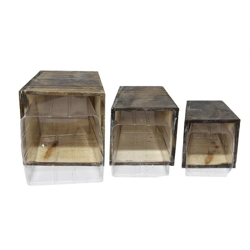 Wood Planter Boxes Wedding Centerpiece | Set of 3 Contemporary square wood pot planter