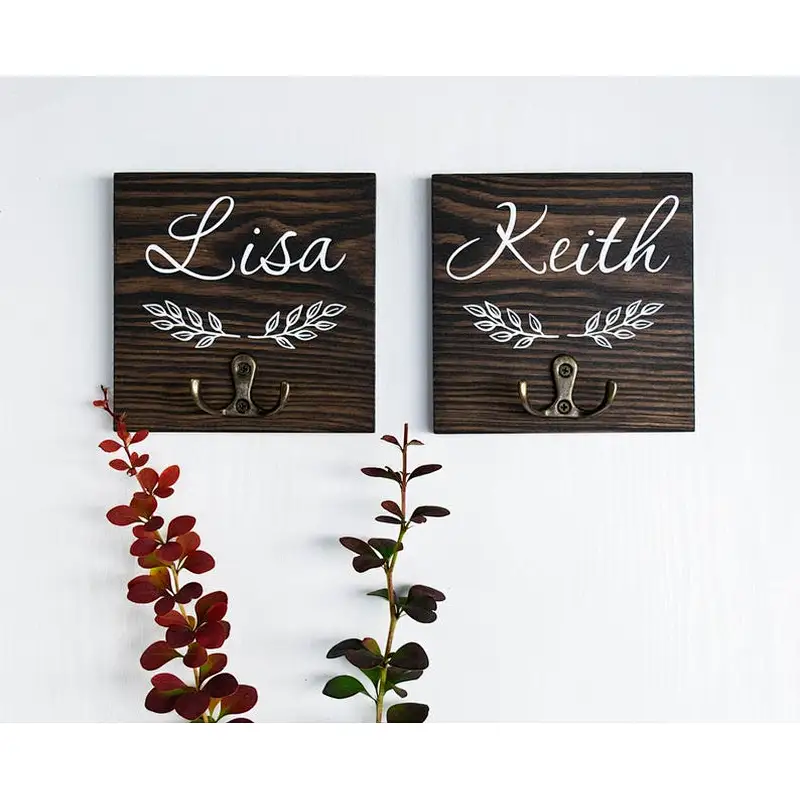 wood  wall key holder custom key hooks personalized  custom key hanger