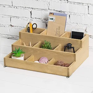 MyGift Small Rustic Wood Display Rack 3 Tier Wall-Mount Shadow Box Shelves Brown