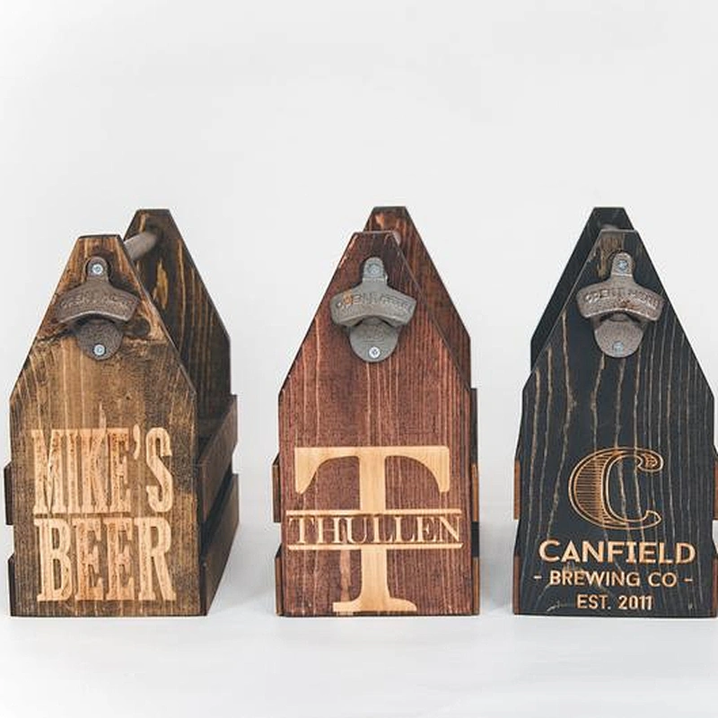 Wooden box- Wine Bottle tote- Bar Decor-Beer holder, Wooden Beer Tote