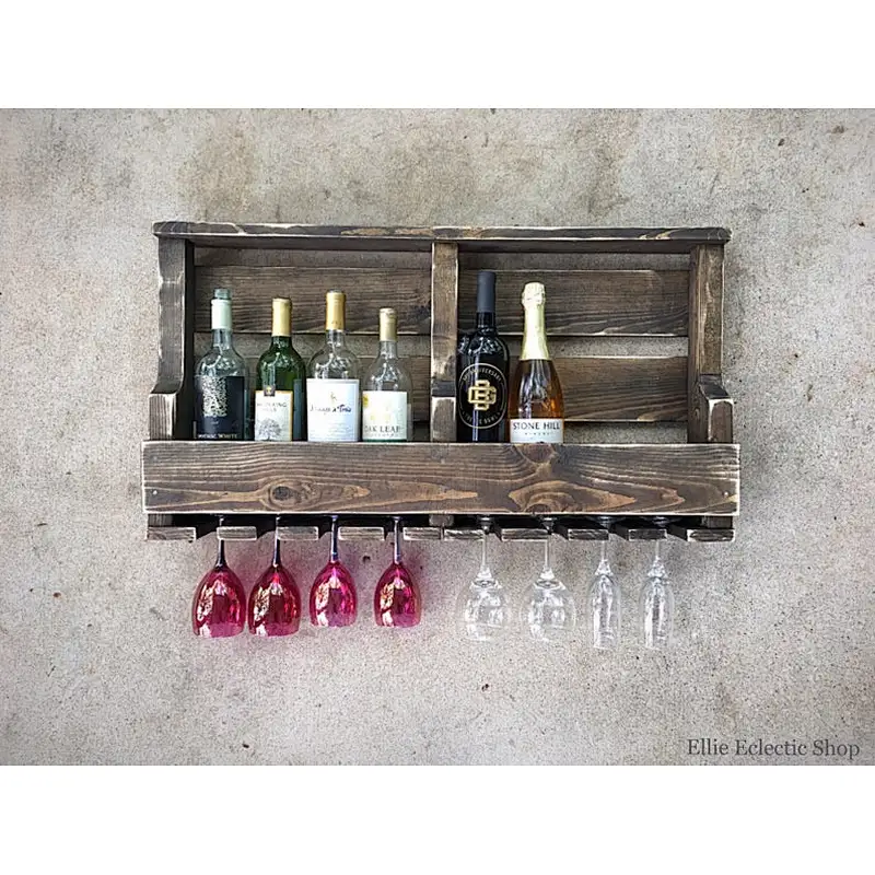 Rustic wood floating wall shelves wall mounted storage shelf hanging shelf wood wall