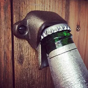 6 x Bottle Vintage Wooden Beer Carrier Holder + Cast Iron Bottle Opener - 5th/6th Anniversary Christmas Man Dad Men Fathers Day