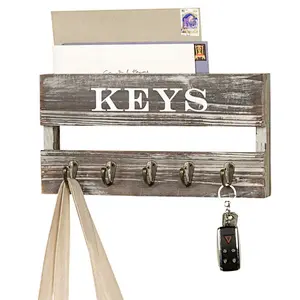 Wall Mounted Rustic Key Holder with Mail Storage Custom wall mounted record holder