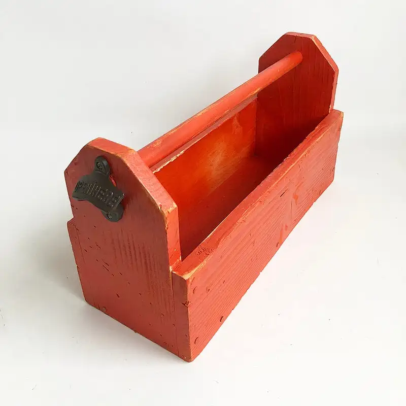 Rustic Hand-made Wooden Tool Tote Turned Beer Caddie, Beer Tote-