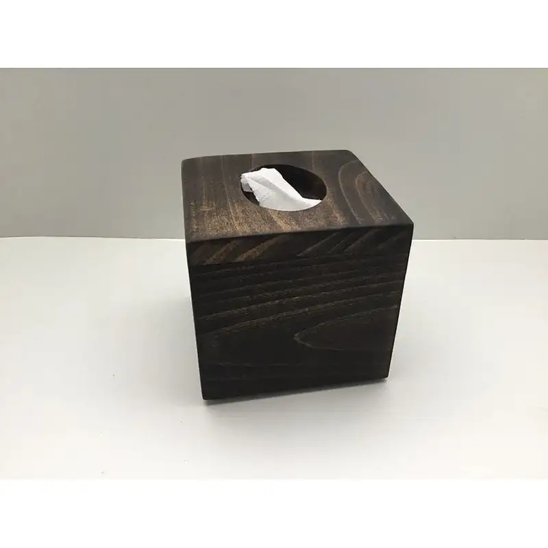 Rustic Wood Square Tissue Box Cover Tissue Holder Torched Barnwood Wooden Tissue Paper Cube Box