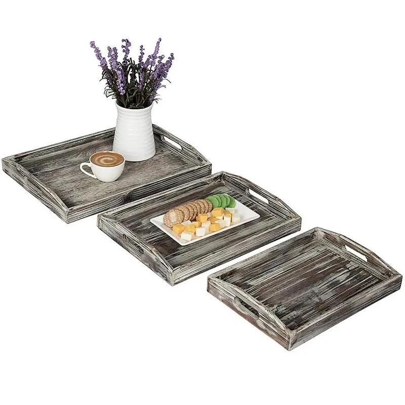 JUNJI Wooden Trays and Boxes Large Wooden Trays Wooden Dry Fruit Tray