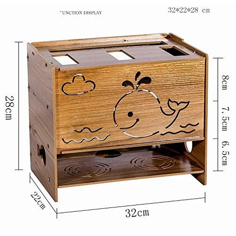 Router Storage Box Socket Wooden Household Box Decoration Desktop Wireless Finishing