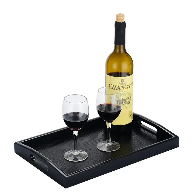 Rectangle Wooden Serving Tray Black 14 by 9-Inch