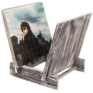 Rustic Torched Wood Vinyl Record Display Stand Home Decor Accents