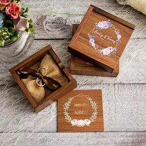 Custom Engagement Proposal Ring Holder, Floral Square Ring Bearer Box