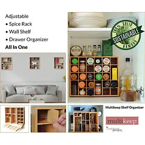 Rustic homedecoratinMultikeep Adjustable Floating  Figurine Shadow Box or Drawer Organizer - For Wall Mount  Shelf - Spice Rack,