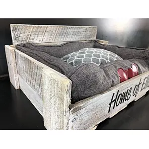 Pet house or bed/modern indoor dog house- Dog Kennel Furniture-Personalized Pallet Dog Bed in whitewash