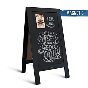 Rustic Vintage Black Wooden A-Frame Chalkboard/Sidewalk Chalkboard Sign/Frame Restaurant Message Board (Classic)