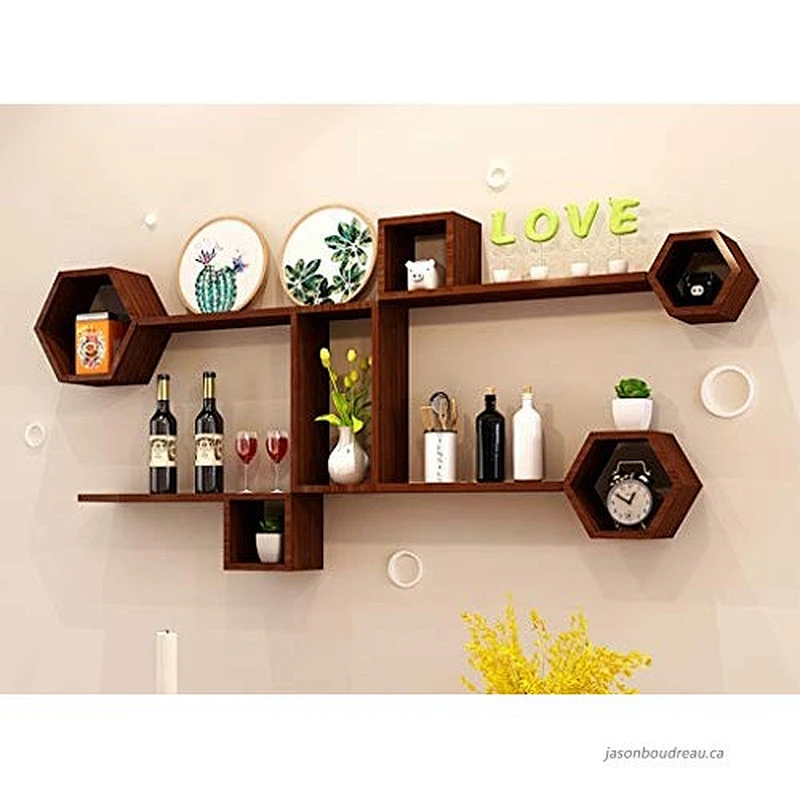 Hanging Cabinet TV Background Wall Decoration Wall Bookshelf Solid Wood Partition Bedroom Living Room wooden wall shelf