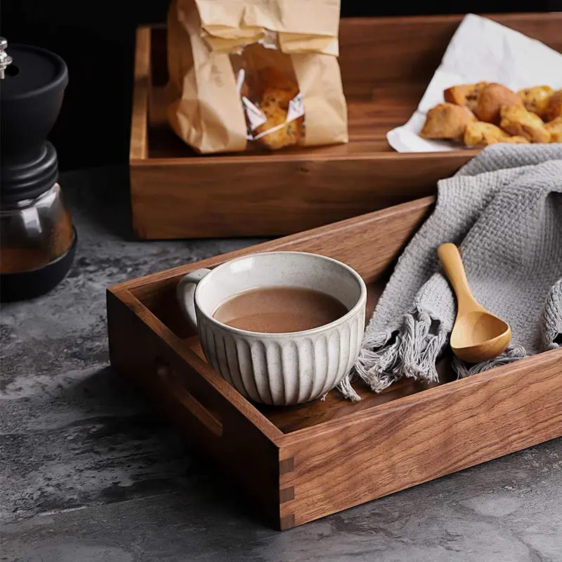Custom Rustic Wooden Ottoman Tray Serving Trays for Ottomans Storage Tray Wooden Serving Trays Wooden Trays For Decoration