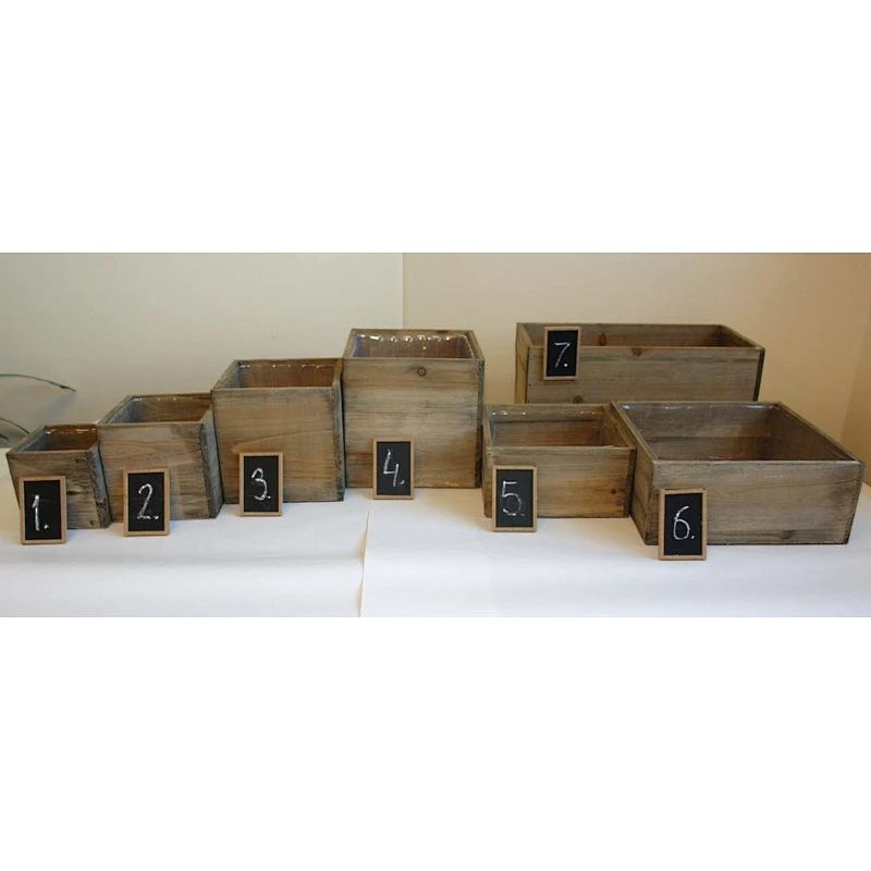 Artifical Desk Office Wood Planter Box with plastic liner flower pot