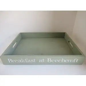 Rustic Square Nesting Trays with Handles-for Breakfast Kitchen Counter Coffee Table Bed Table