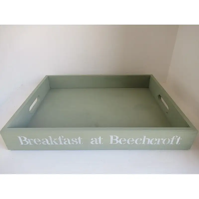 Rustic Square Nesting Trays with Handles-for Breakfast Kitchen Counter Coffee Table Bed Table