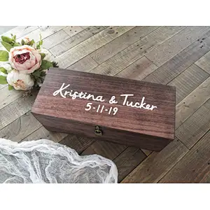Personalized rustic wooden wine box