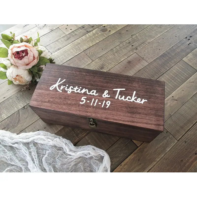 Personalized rustic wooden wine box