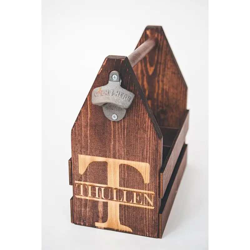 Wooden box- Wine Bottle tote- Bar Decor-Beer holder, Wooden Beer Tote