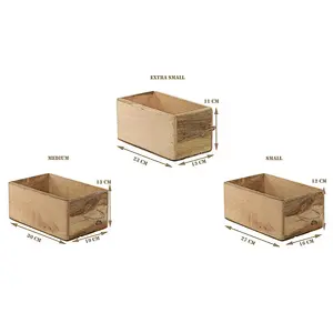 Storage Bin Container Box Wood Kitchen Bathroom Organizer Wooden Holder Rustic