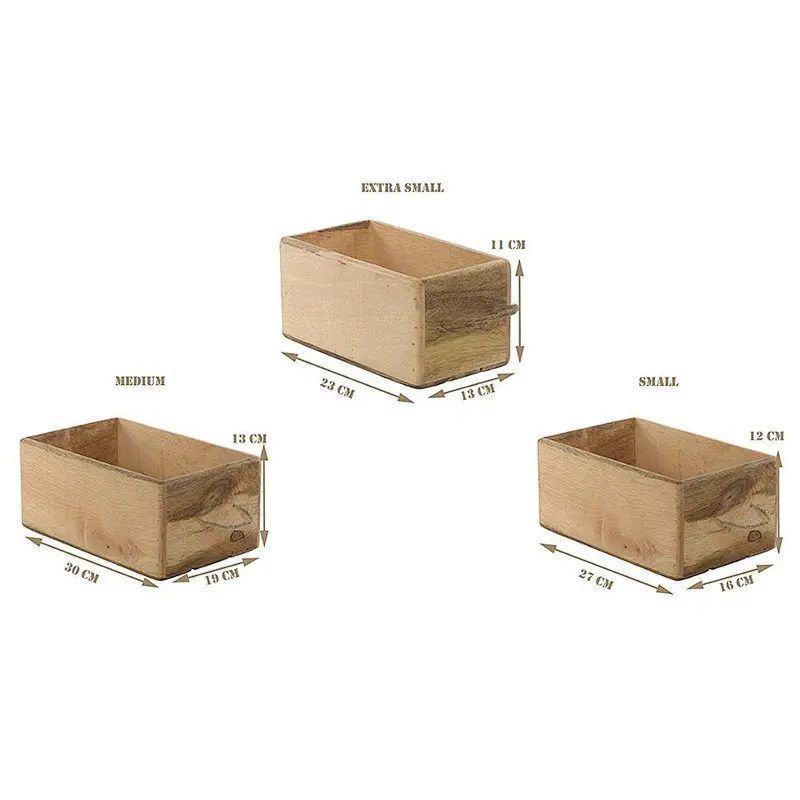 Storage Bin Container Box Wood Kitchen Bathroom Organizer Wooden Holder Rustic
