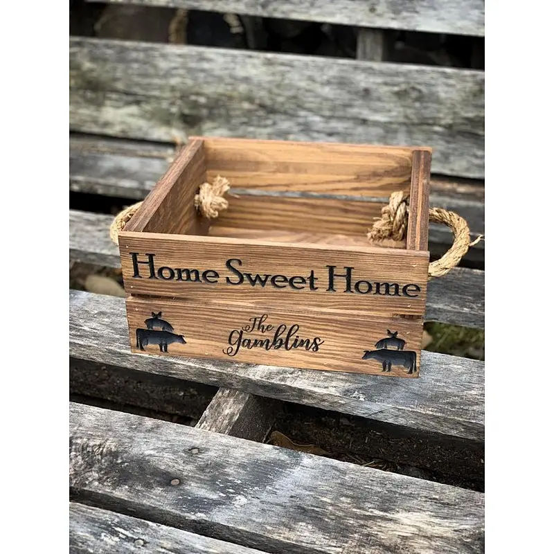 Farmhouse Gifts Wood Box Jewelry organizer wood storage box  tissue box holders  with ceramic flower