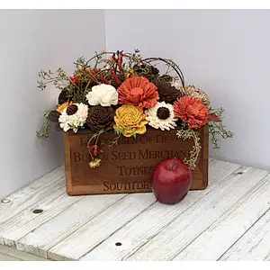 Burnt orange and mustard country sola wood arrangement wooden planter box flower wood box wood crate boxes