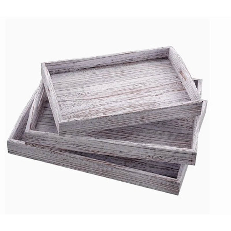 Washing White Color Wood Serving Tray