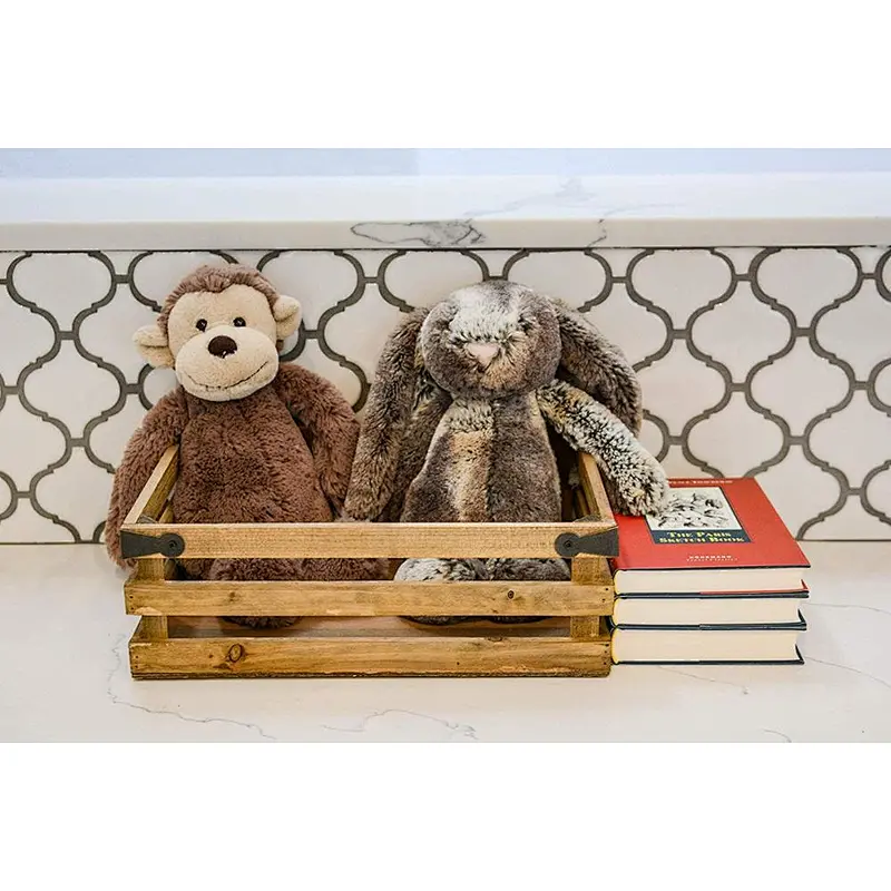 Natural Wood Apple Crate  Box with Metal Corner Design