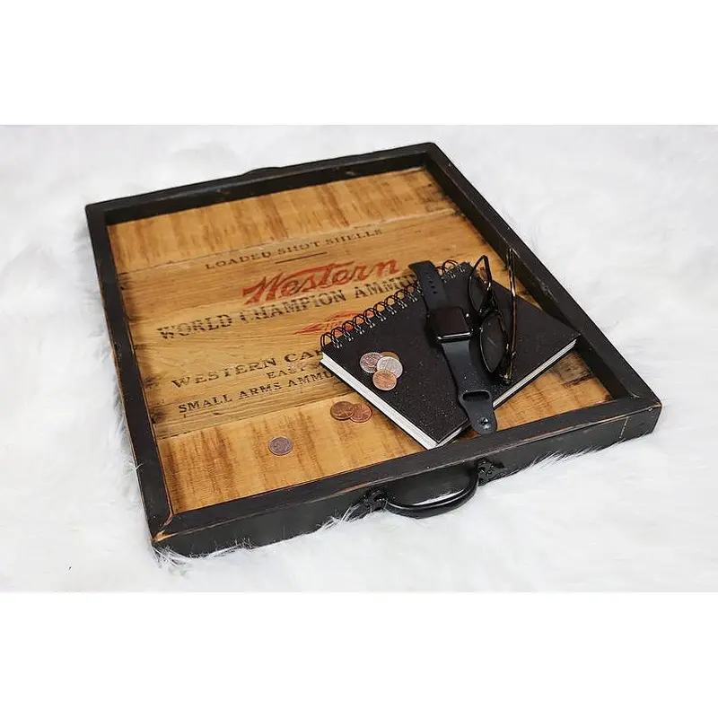 Western Ammo Wood serving tray, ottoman tray, wood crate tray