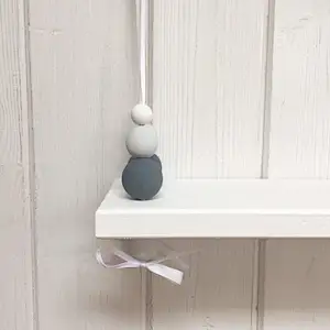 Nursery Decor | Nordic Style Shelf | Hanging Bead  with  Wood Wall Shelf with Metal Shelf