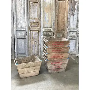 Wood Box Natural Brown-Vintage FRENCH CHAMPAGNE Crates imported from France