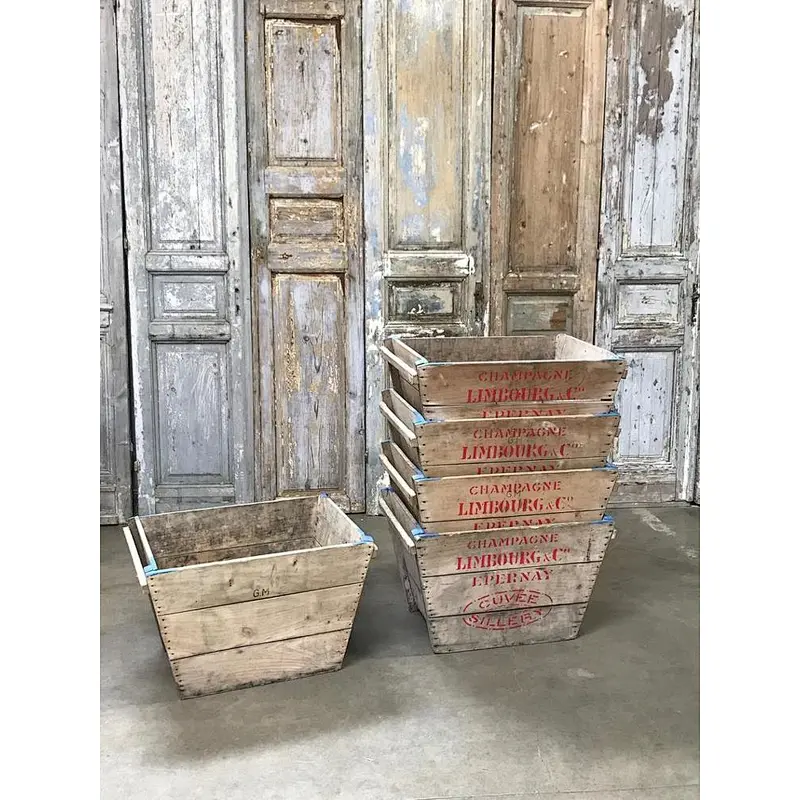 Wood Box Natural Brown-Vintage FRENCH CHAMPAGNE Crates imported from France