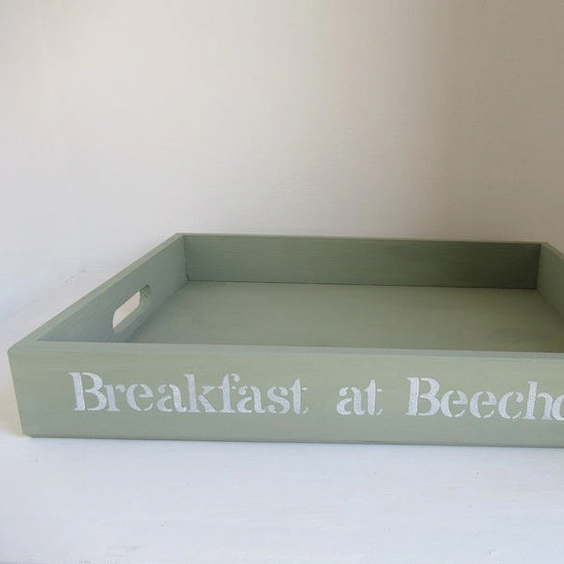 Rustic Square Nesting Trays with Handles-for Breakfast Kitchen Counter Coffee Table Bed Table