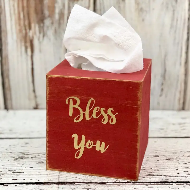 Wooden Tissue Box Cover - Rustic Bathroom Decor - Christmas Tissue Cover - Farmhouse Style Decor