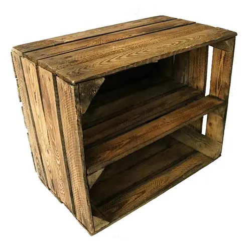 Set of 2 OLD OBSTKISTEN Shoe Rack with Intermediate Board Flamed Wooden Boxes