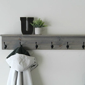Wall shelf with hooks  book shelf wooden wall mounted shelf wall floating for bedroom