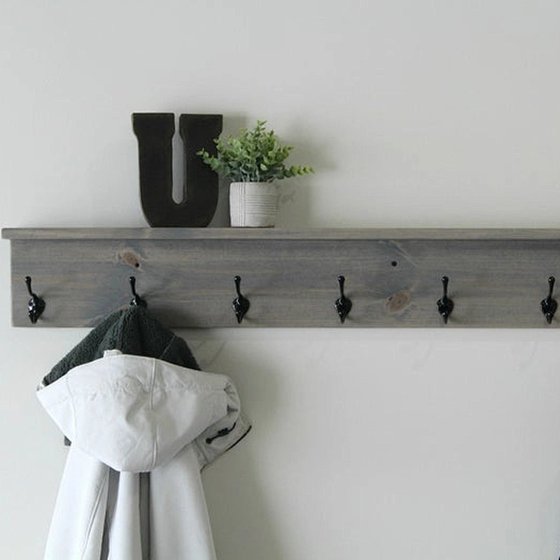 Wall shelf with hooks  book shelf wooden wall mounted shelf wall floating for bedroom