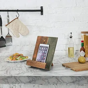 Rustic Farmhouse Style Wood Cookbook Holder with Kickstand
