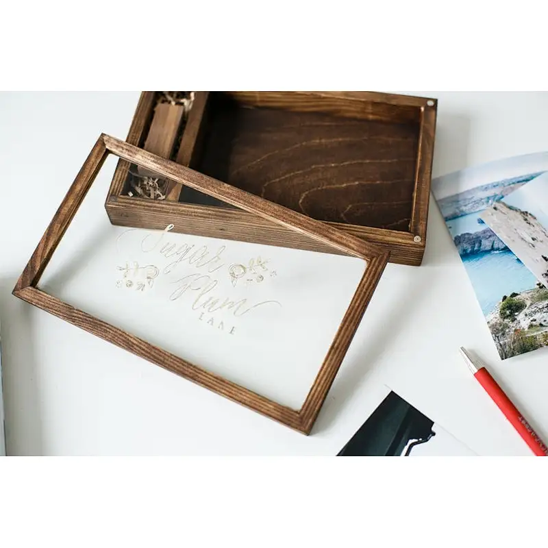 Lovely gift box photo packaging wooden box USB wood box