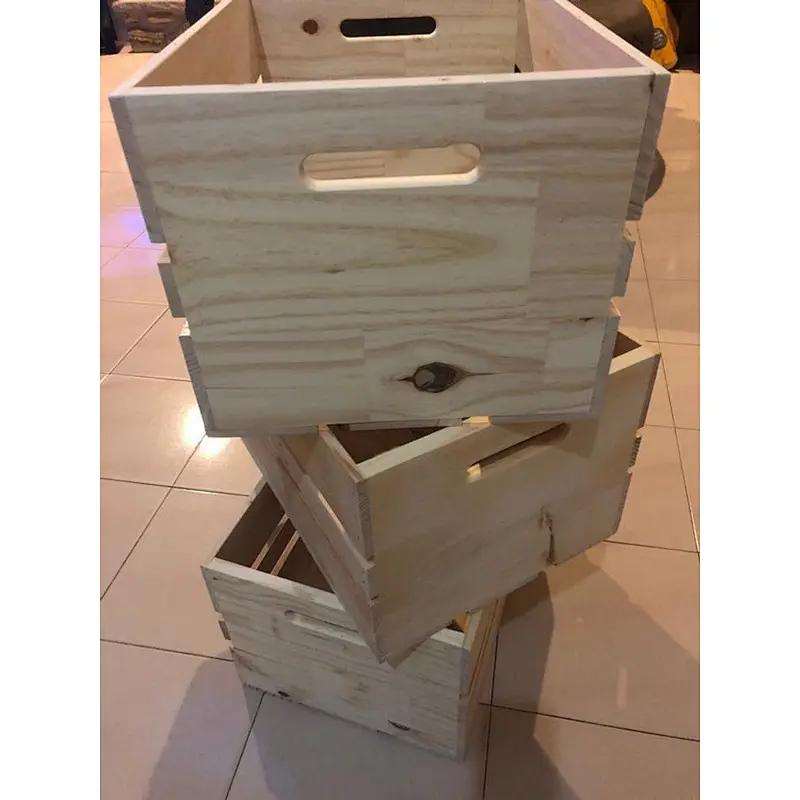 Natural Wood Crate with Metal Corner Design Wooden home decor