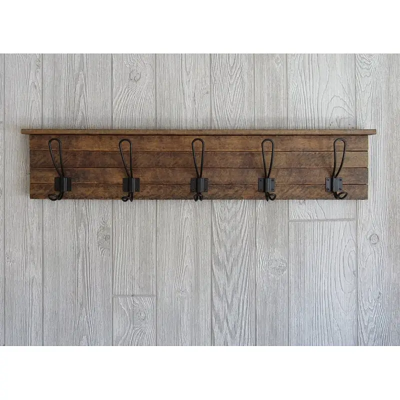 Farmhouse Coat Rack Wood Coat Rack wooden wall mount shelf  black metal  wall shelf wooden wall hanging