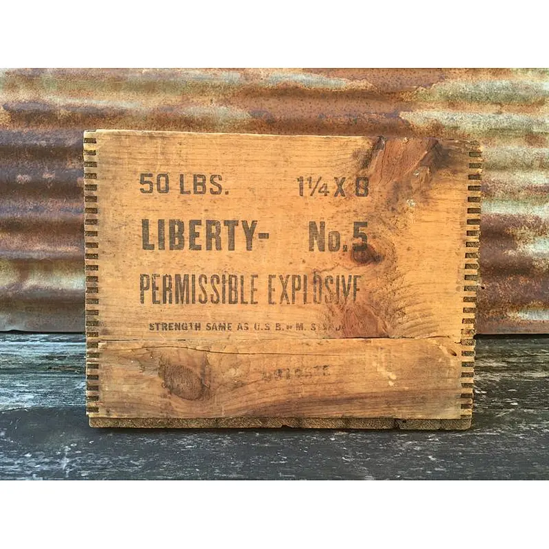 Rustic antique square uncapped dynamite box