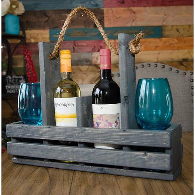 Wood Wine Caddy, Wine Carrier, Wine Tote, Rusic, Custom