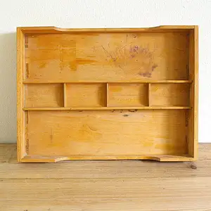 Vintage wooden tray divided box Journaling storage Farmhouse cutlery Bathroom Jewelry display